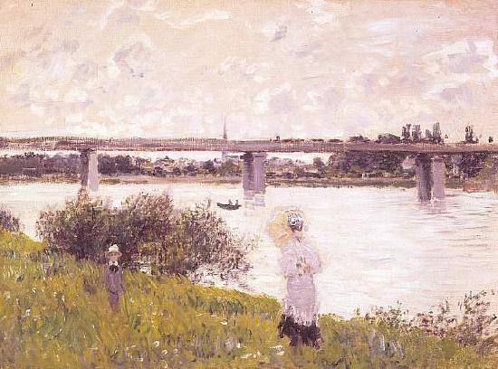 Claude Monet The Promenade with the Railroad Bridge, Argenteuil France oil painting art